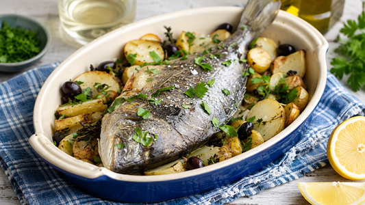 Whole Roast Sea Bream with Potatoes & Olives