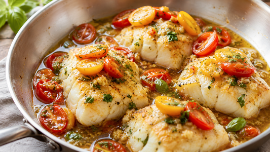 Pan-Seared Cod Recipe with Tomato Basil Sauce