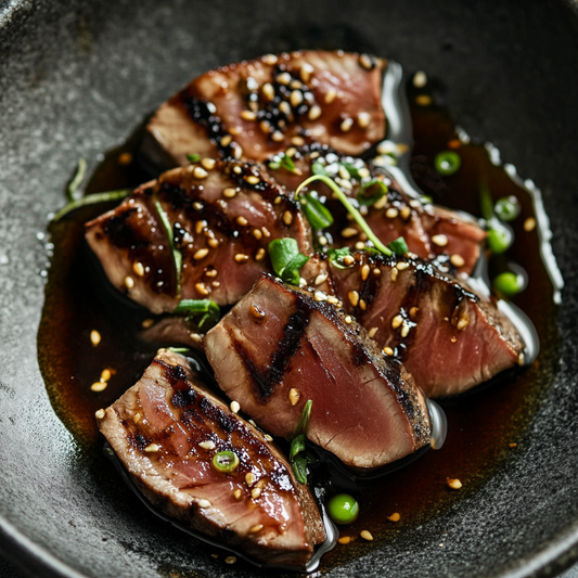 Seared Tuna Steaks with Garlic Soy Glaze Recipe
